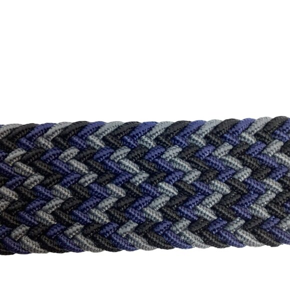 Tommy Bahama Mens L/XL Woven Stretch Belt With Leather Trim Black/Blue/Gray NWOT - Picture 3 of 5